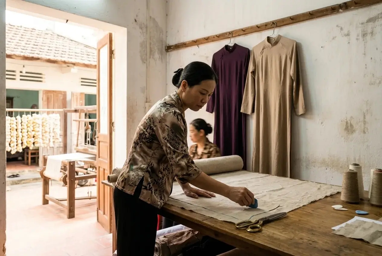 Bốn máy may, một bàn cắt, trong ngõ Phố Lụa